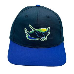 Vintage Tampa Bay Devil Rays Hat Mens Black Logo Snapback Logo 7 90s MLB